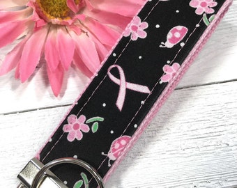 Breast Cancer Keychain Wristlet, Breast Cancer Gifts, Mindfulness Gift, Thinking of you Gift, Encouragement Gift