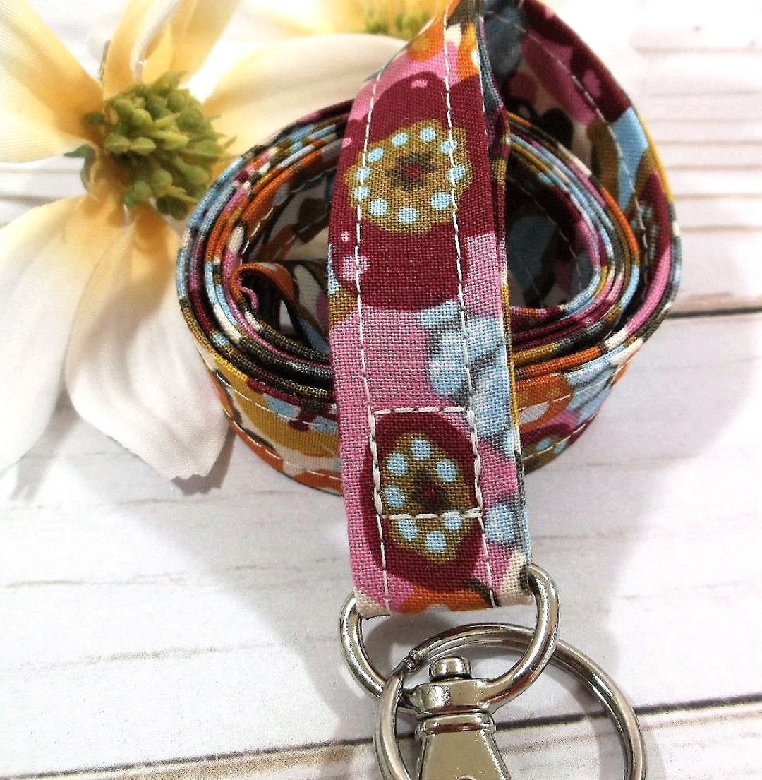 Purple Lanyard for Badge, Boho Lanyard, Lanyard Teacher, Fabric Lanyard
