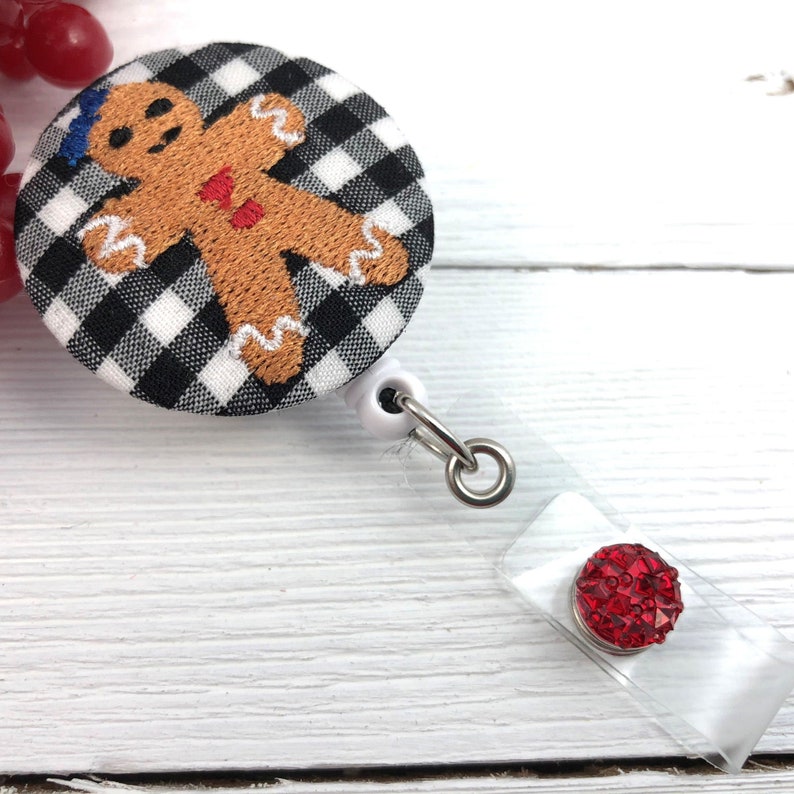 Christmas Badge Reel Cute Badge Reel Gingerbread Man Nurse Badge Reel Badge Holder Retractable Badge Holder Popular Right Now image 1