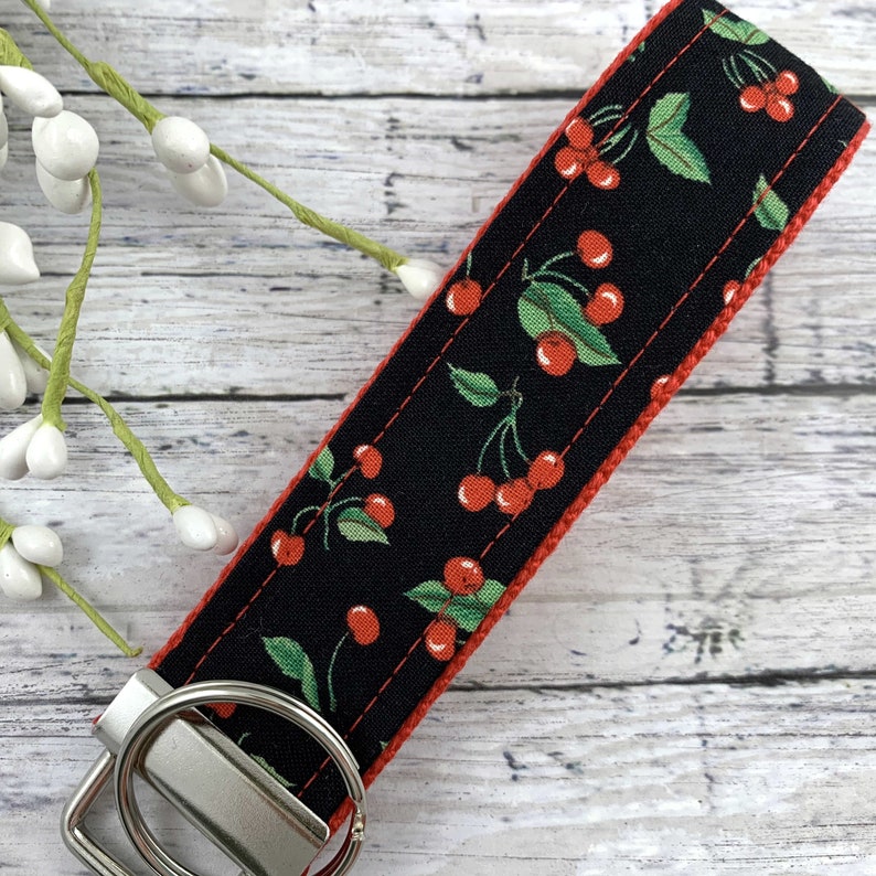 Cherries Wristlet Keychain, Popular Right Now, Moving Away Gift, Trending Now, Thinking of You Gift, Librarian Gifts, Teacher Gifts, Cherry image 1