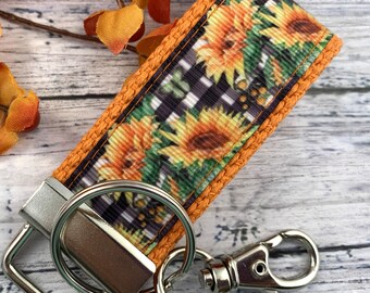 Handmade Sunflower Keychain, Sunflower Gifts, Popular Right Now, Mini Keychain, Sunflowers, Luggage Tag, Moving Away Gift, Ribbon Keychain