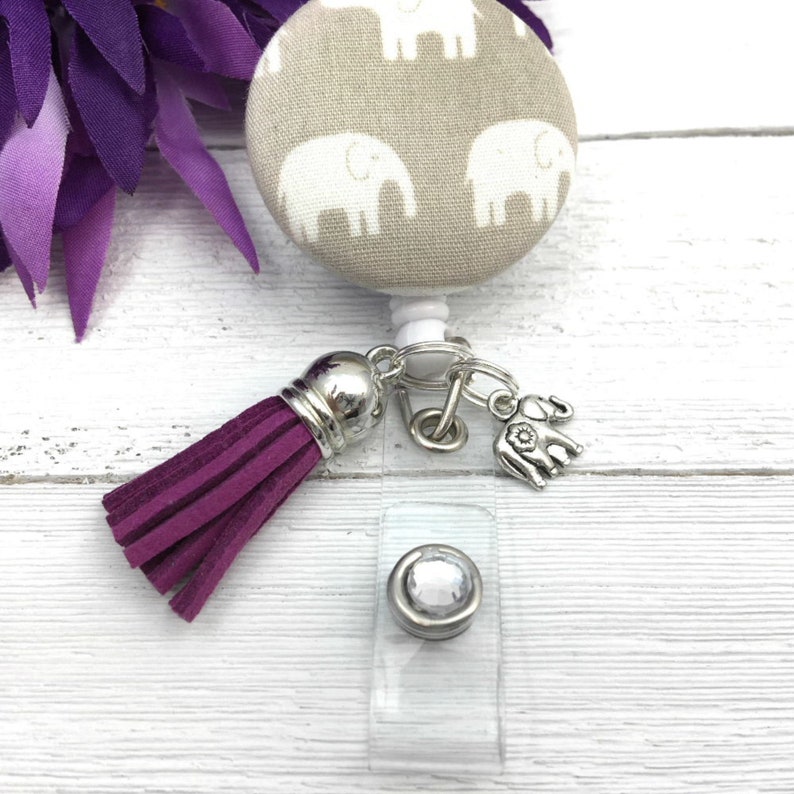 Monogram and Rose Badge Reel for Nurses Teachers Technicians Badge Holder Retractable