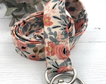 Rifle Paper Co Rosa Lanyard | Fabric Lanyard | Badge ID Holder | Name Tag Lanyard | Keychain | Lanyard for Keys | Floral Key Holder