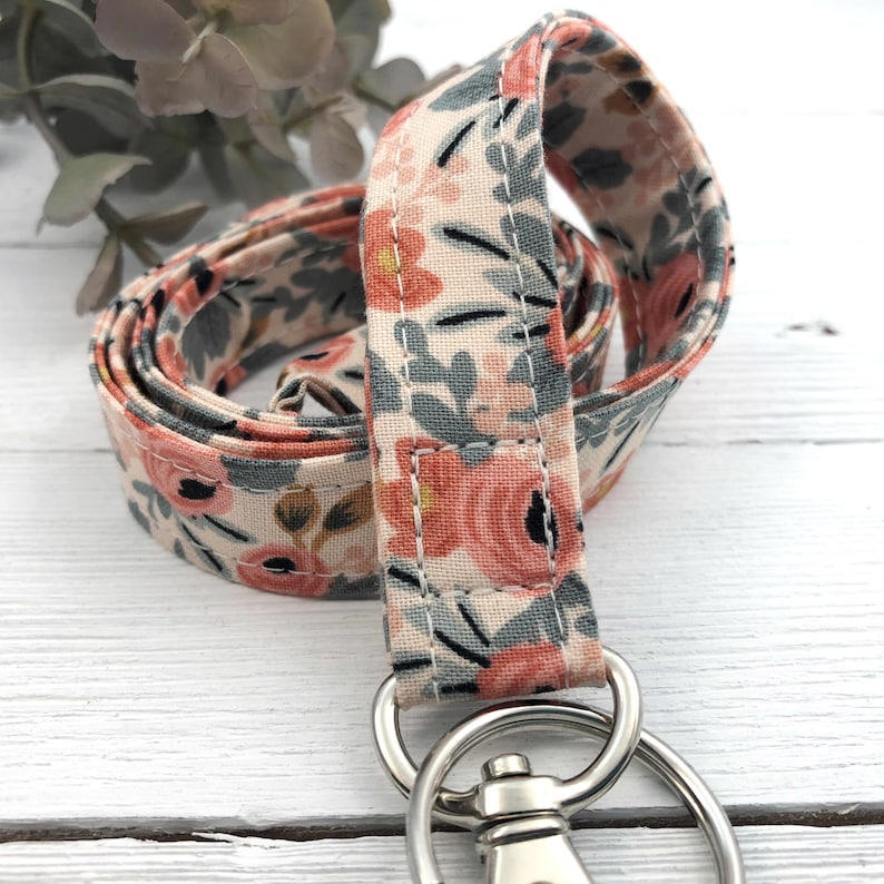 Rifle Paper Co Rosa Lanyard Fabric Lanyard Badge ID Holder Name Tag Lanyard Keychain Lanyard for Keys Floral Key Holder image 1