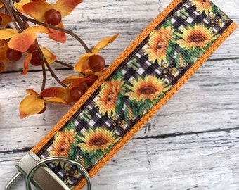 Handmade Sunflower Keychain, Ribbon Keychain, Popular Right Now, Keyfob Wristlet, Soul Sister Gift, Sunflower Gifts, Moving Away Gift