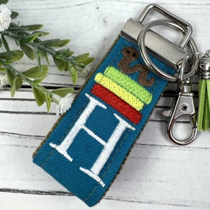 Initial Keychain for Librarian Gifts, Book Lover Gift, Teacher Retirement Gift, Future Teacher Gifts, High School Teacher, Book Keychain image 9