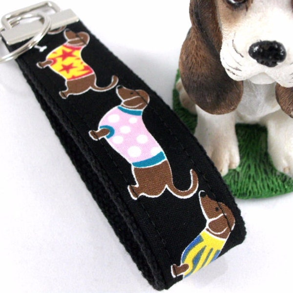 Dachshund Fabric Wristlet Keychain, Cute Dog Mom Keychain, Best Friend Gifts Long Distance, Preschool Teacher Gifts