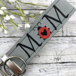 Ladybug Mom Keychain, Popular Right Now, Expecting Mom Gift, Embroidered Keychain, Embroidery keychain, Mother in Law Gift, Mom Gifts