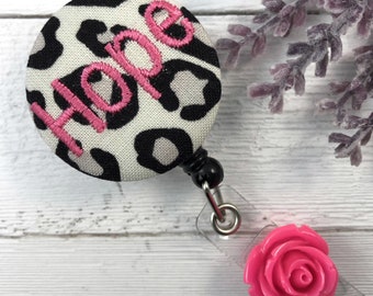 Badge Reel in Animal Print with Hope Embroidery, Rn Badge Reel, Nurse Graduation Gift