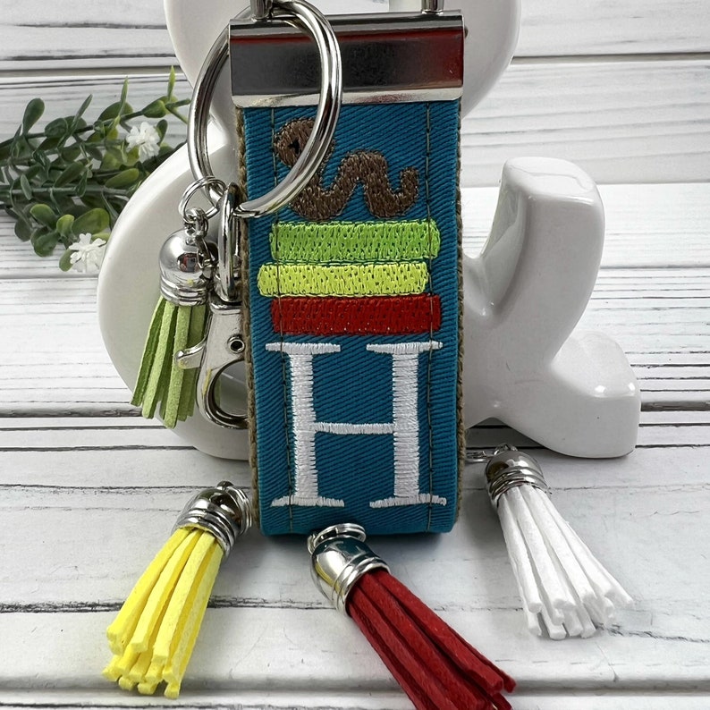 Initial Keychain for Librarian Gifts, Book Lover Gift, Teacher Retirement Gift, Future Teacher Gifts, High School Teacher, Book Keychain image 8