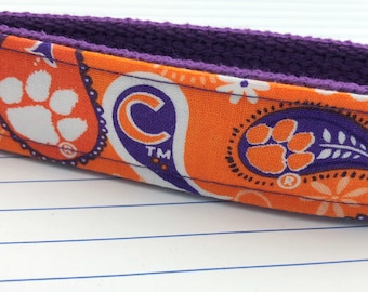 Clemson Keychain Wristlet Keychain Key Fob, Approved Crafter License Holder