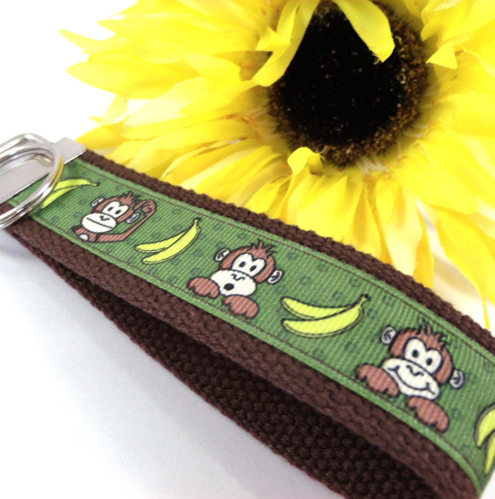 Monkees Keychains Monkey Keychain Monkeys Ribbon Yellow Green - Etsy
