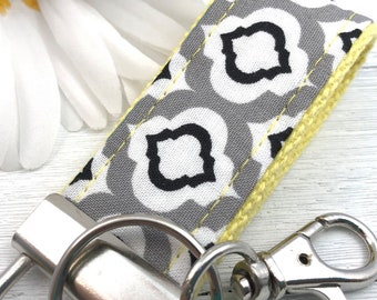 Mini Keyfob FOB Keychain for Women Ideal as a Purse Keychain or Backpack Keychain, Ideal Small Bridesmaid Gift Gray Raindrop