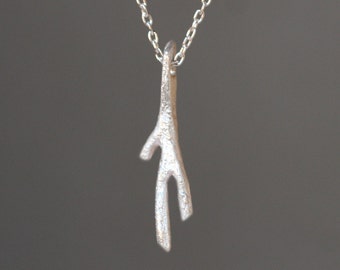 Tiny Single Branch Necklace in Sterling Silver