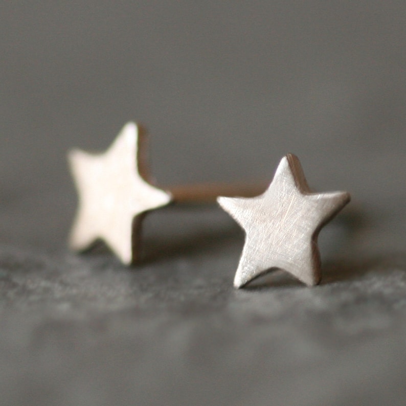 Tiny Star Stud Earrings in 14k Gold image 2