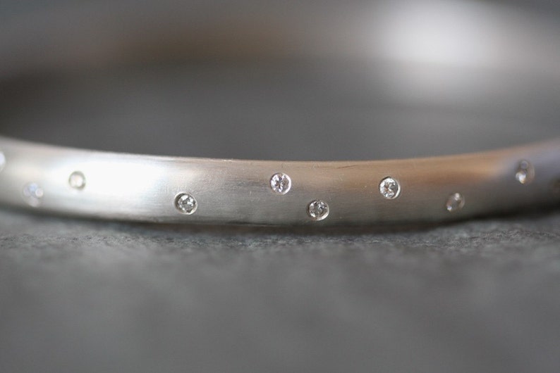 Diamond Studded Bangle in Sterling Silver image 2