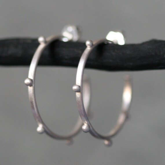 sterling silver beaded hoop earrings