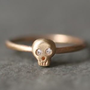 Baby Skull Ring in 14k Gold with Diamonds