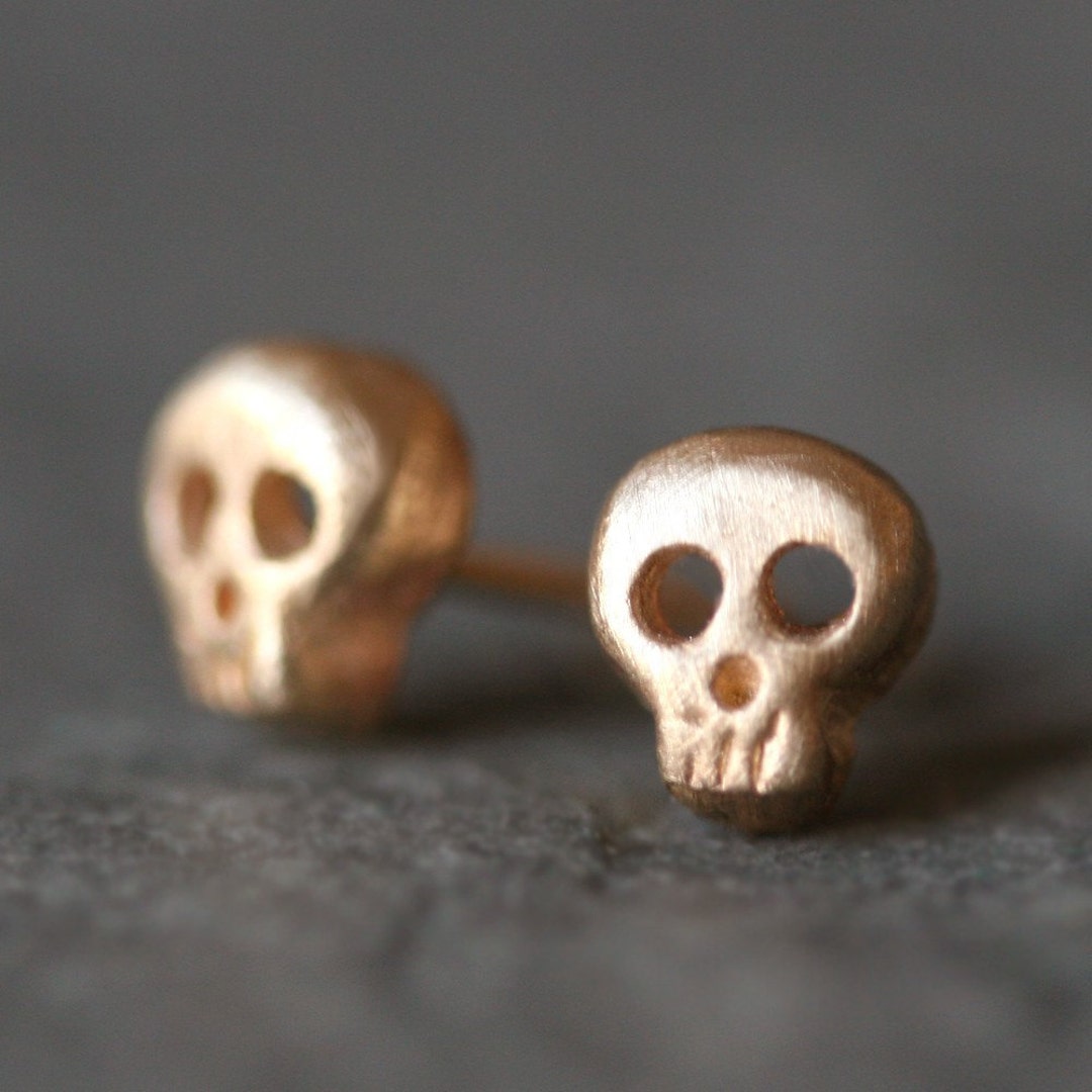 Baby Skull Earrings in 14K Gold - Etsy