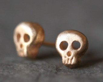 Baby Skull Earrings in 14K Gold