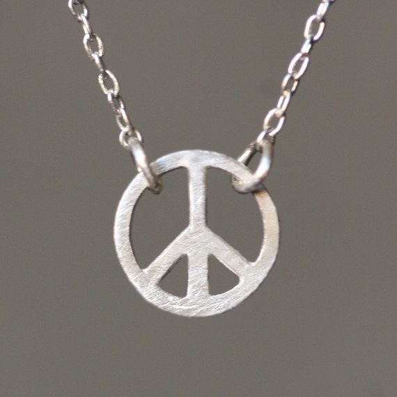 Tiny Peace Sign Necklace in Sterling 