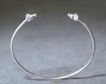 Ram Cuff Bracelet  in Sterling Silver with Diamonds