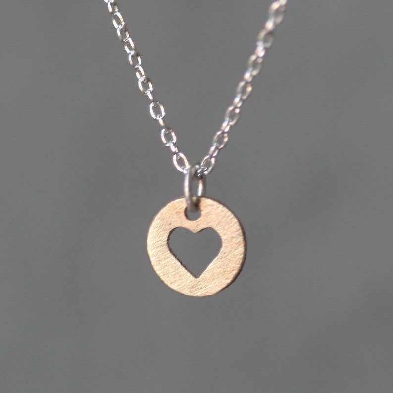 Heart Cutout Necklace in 14K Gold and Sterling Silver Etsy