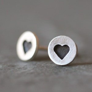 Black Heart Stud Earrings in Sterling Silver