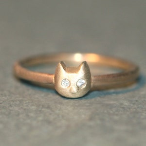 Baby Kitten Ring in 14K Gold with Diamonds