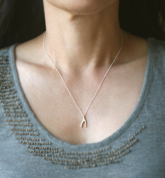 Small wishbone necklace deals
