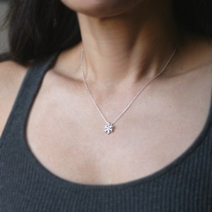 Coral Snowflake Necklace in Sterling Silver and White Sapphire image 3