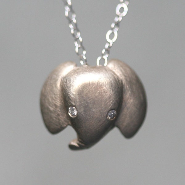 Baby Elephant Necklace in 14k Gold with Diamonds