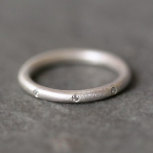 8 Diamond Sterling Silver Ring, Wedding Band