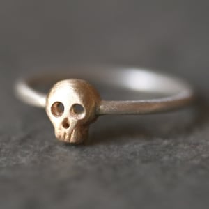 Baby Skull Ring in 14K Gold and Sterling Silver