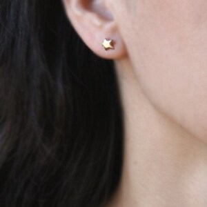 Moon and Star Stud Earrings in Sterling Silver, 10K Gold, or 14K Gold ...