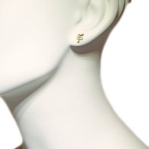 Mini Mismatched Snake Stud Earrings in 18K Gold Plate with CZ image 3