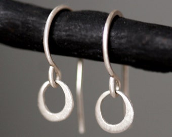 Tiny Ring Earrings in Sterling Silver