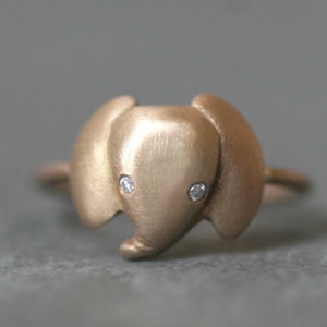 Baby Elephant Ring in 14K Gold with Diamonds