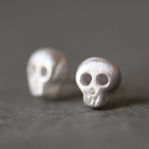 Baby Skull Earrings in Sterling Silver image 1