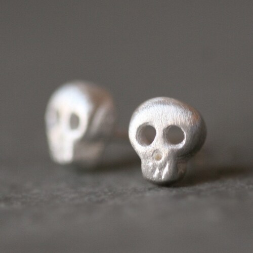 Baby Skull Earrings in Sterling Silver - Etsy