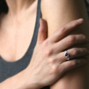 Banded Cab Ring in Sterling Silver with Amethyst image 4