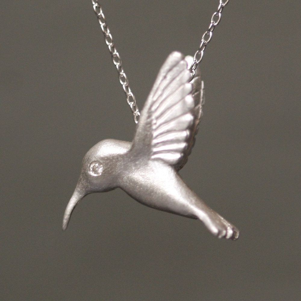 STERLING SILVER 925 HUMMINGBIRD HUMMING BIRD PENDANT CHAIN CHARM NECKLACE