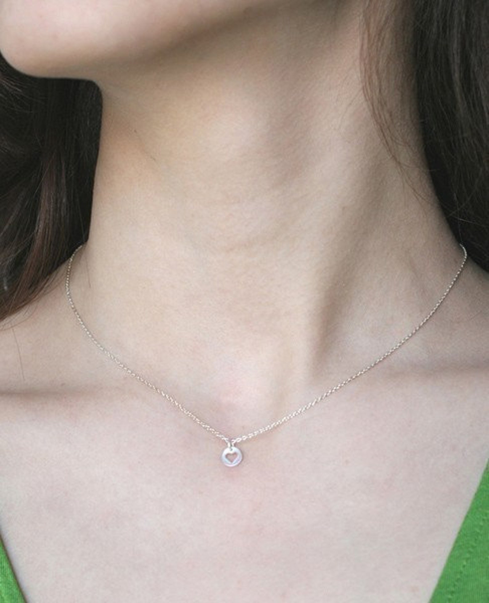 Heart Cutout Necklace in Sterling Silver Etsy