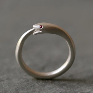 Ouroboros Snake Ring in Sterling Silver with Gemstones image 1