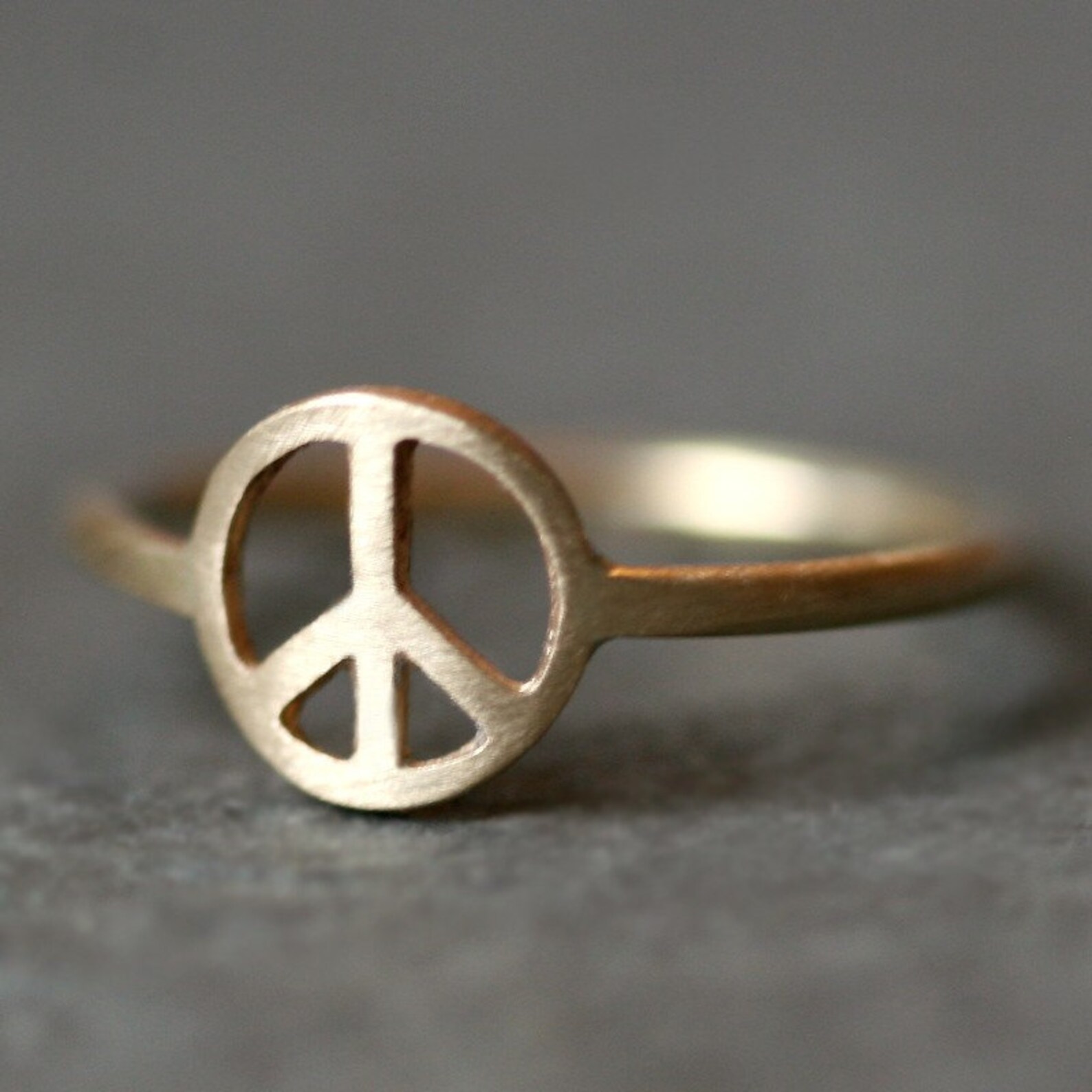Peace Sign Ring in 14k Gold Etsy