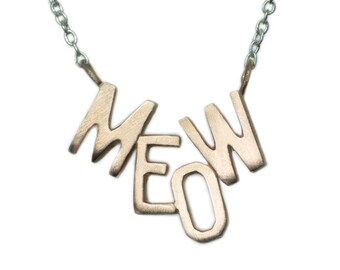MEOW Necklace in 10K Gold and Sterling Silver