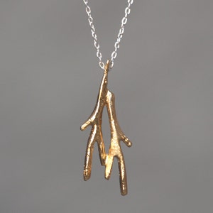 Tiny Double Branch Necklace in 18K Gold Plate and Sterling Silver