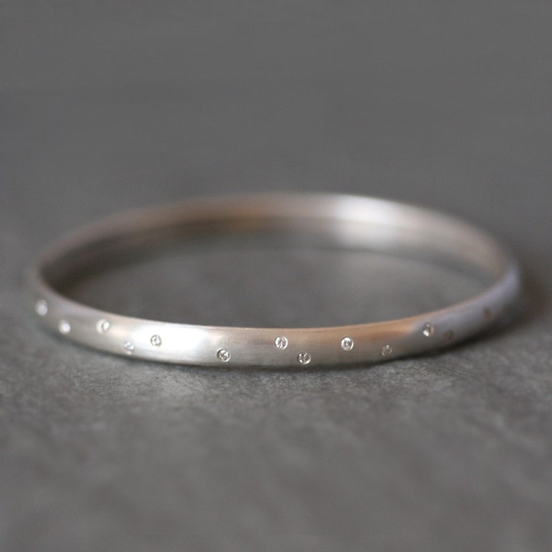 Diamond Studded Bangle in Sterling Silver Etsy