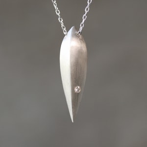 Seed Pod Necklace in Sterling Silver with Diamond