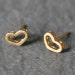 Open Heart Stud Earrings with Holes in Gold Vermeil